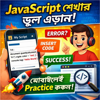 JavaScript শেখার সবচেয়ে Smart Way: Laptop ছাড়াই Practice করুন, Mobile দিয়েই Real Website এ Script Test করুন