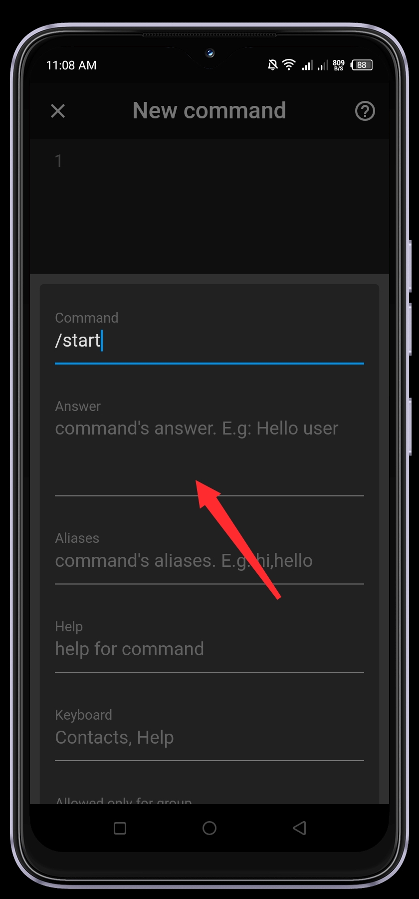 Setup start Command