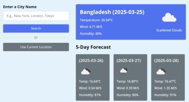 নিজেই তৈরি করুন আবহাওয়া বিষয়ক অ্যাপ/ওয়েবসাইট HTML CSS & JAVASCRIPT  দিয়ে!