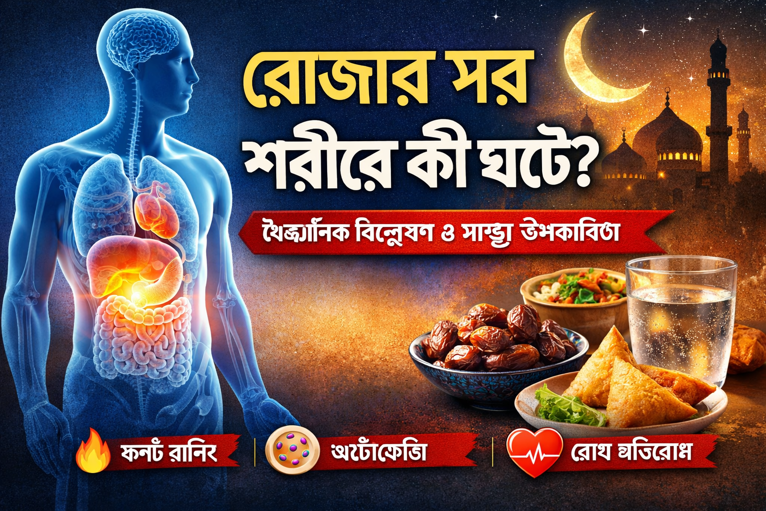 রোজার মাসে রোজা রাখার পর শরীরে কী ঘটে? বৈজ্ঞানিক বিশ্লেষণ ও স্বাস্থ্য উপকারিতা!