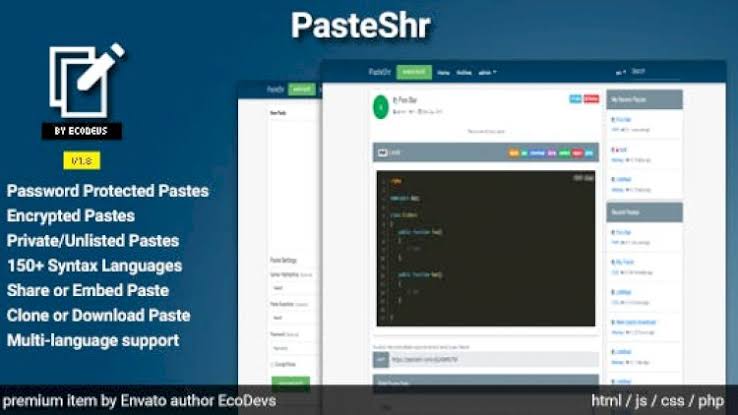 ডাউনলোড করে নিন pastebin এর মতো pasteshr v1.8 nulled working পিএইচপি স্ক্রিপ্ট