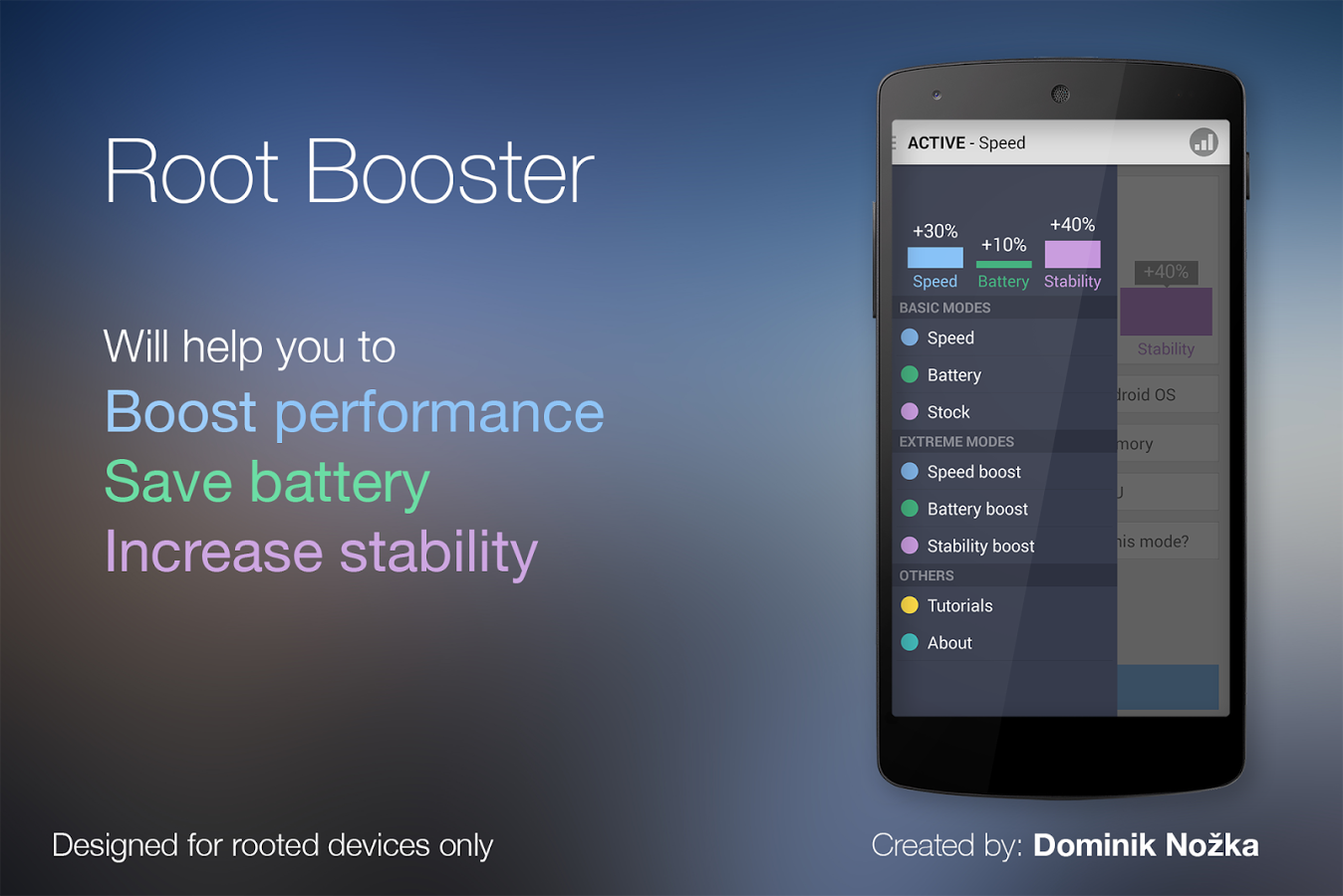 ডাউনলোড করুন Root Booster Premium আর আপনার Android এর স্পিড বাড়ান দুইগুন। অনেক লাভ হবে আপনার Android device টির। App Size Only 1.6 MB নামিয়ে দেখেন আগে