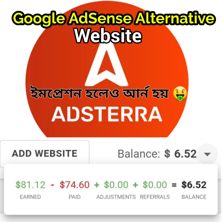 Google AdSense এর বিকল্প এ্যাড নেটওয়ার্ক ওয়েবসাইট: impression হলে ও ইনকাম হয় + Payment Proof
