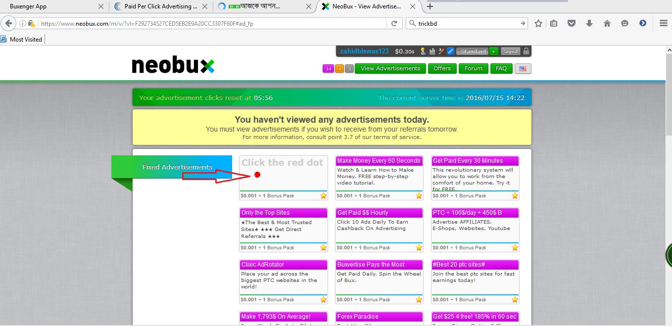 Neobux থেকে প্রতিদিন ১$-২ $ আয়ের সব কিছু বিস্তারিত (Screenshots সহ বর্ণনা)