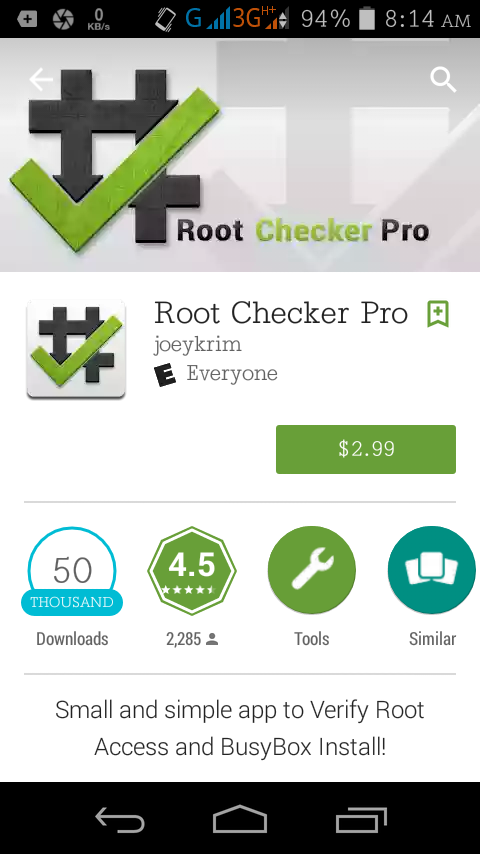 ডাওনলোড করে নিন ২.৯৯$ ডলার মূল্যের Root Checker Pro.apk একদম বিনামূল্যে।