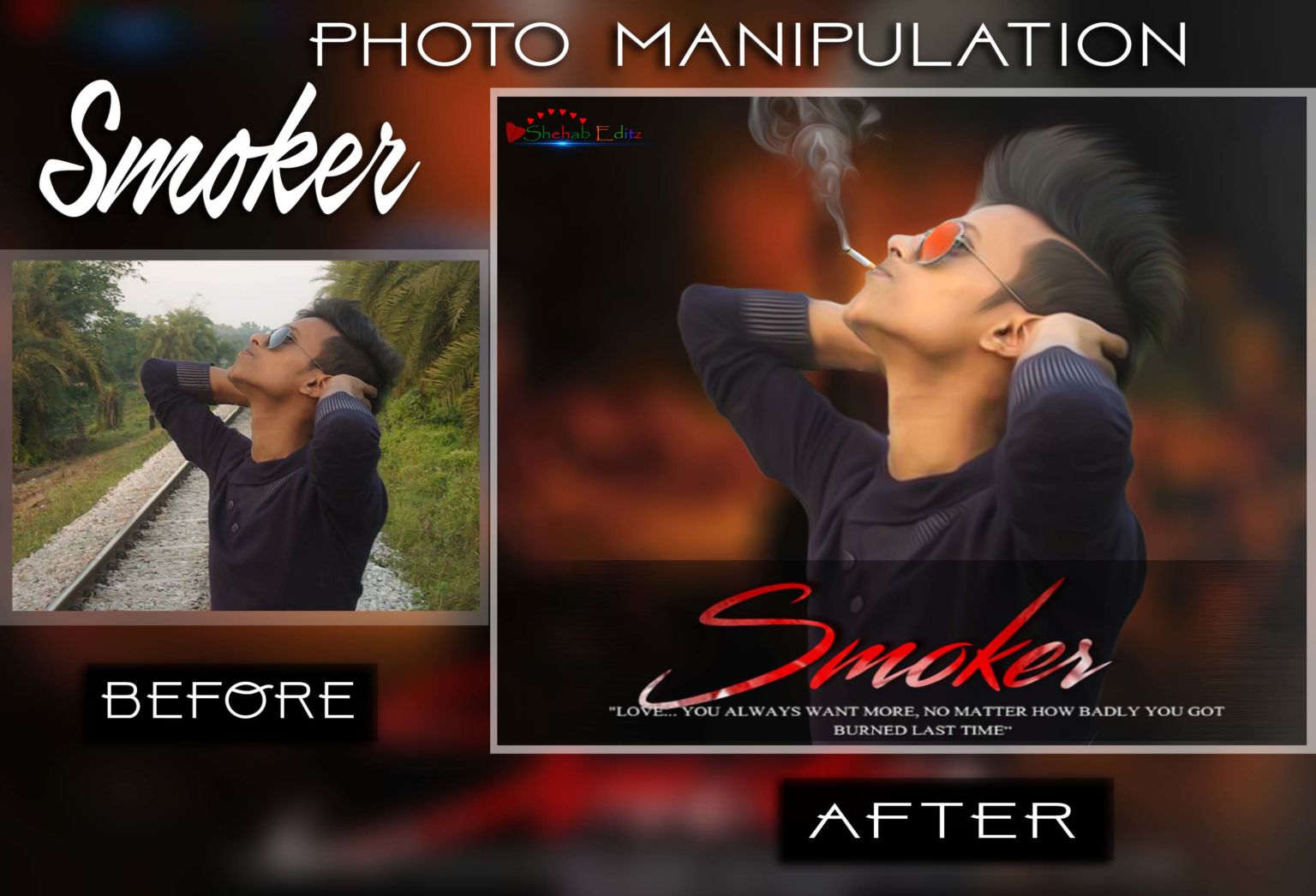 Smoker Photo manipulation | আপনার ছবিতে সিগারেট ও ধোয়া যোগ করুন ফটোশপের মাধ্যমে | ভিডিও টিউটোরিয়াল