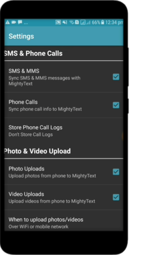 mightytext phone number contact not updating