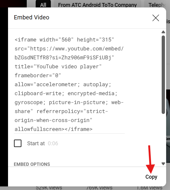 embed code