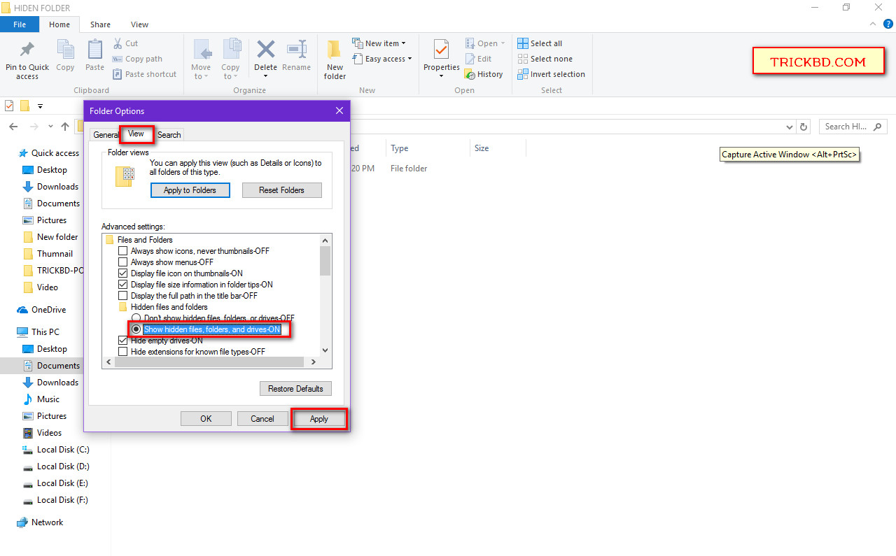 how to show hidden file in windows pc