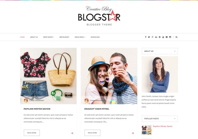 Blogstar Responsive Premium Blogger Template Free Download [Footer Credit Removal]