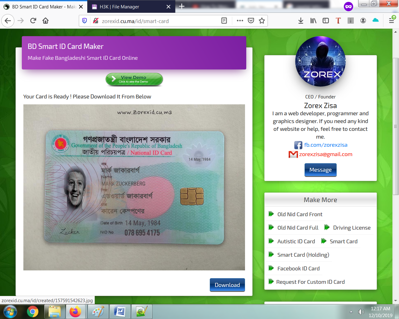 fb fake id card generator