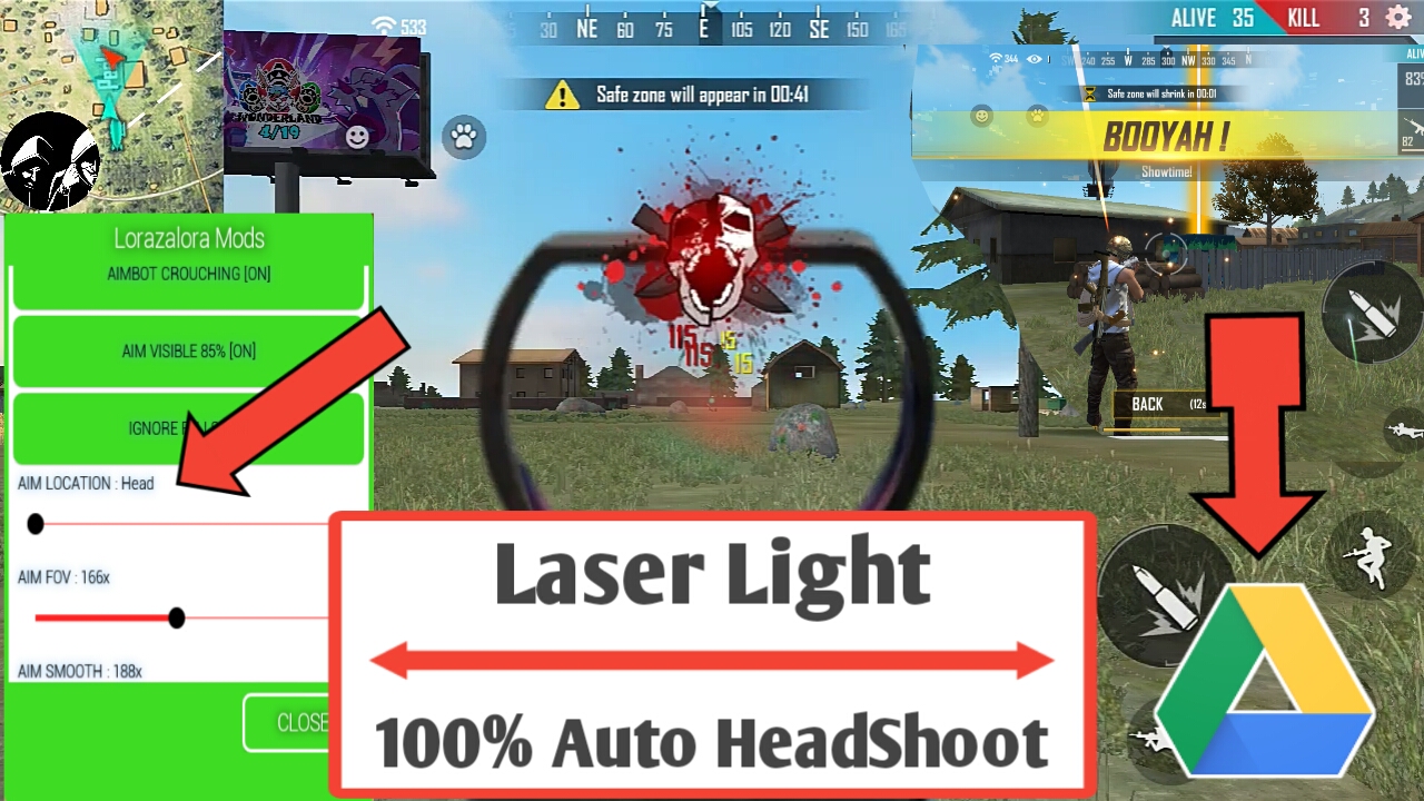 [FREE FIRE] FREE FIRE NEW HACKED MOD APK | ENEMY DETECTOR BY LASER LIGHT | ID BANNED PROBLEM SOLVED | 100% AUTO HEADSHOOT | WITH LIVE PROOF.(App Expired)