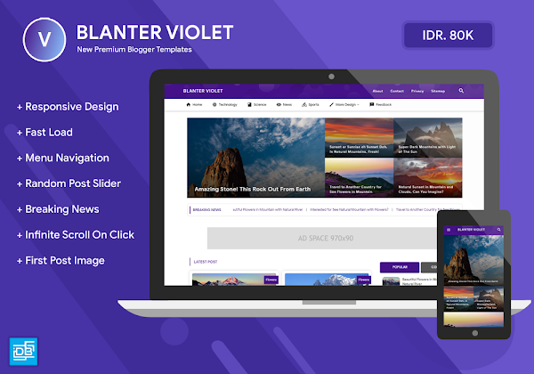 Blanter Violet Responsive Blogger Template (Baypass Licensed)