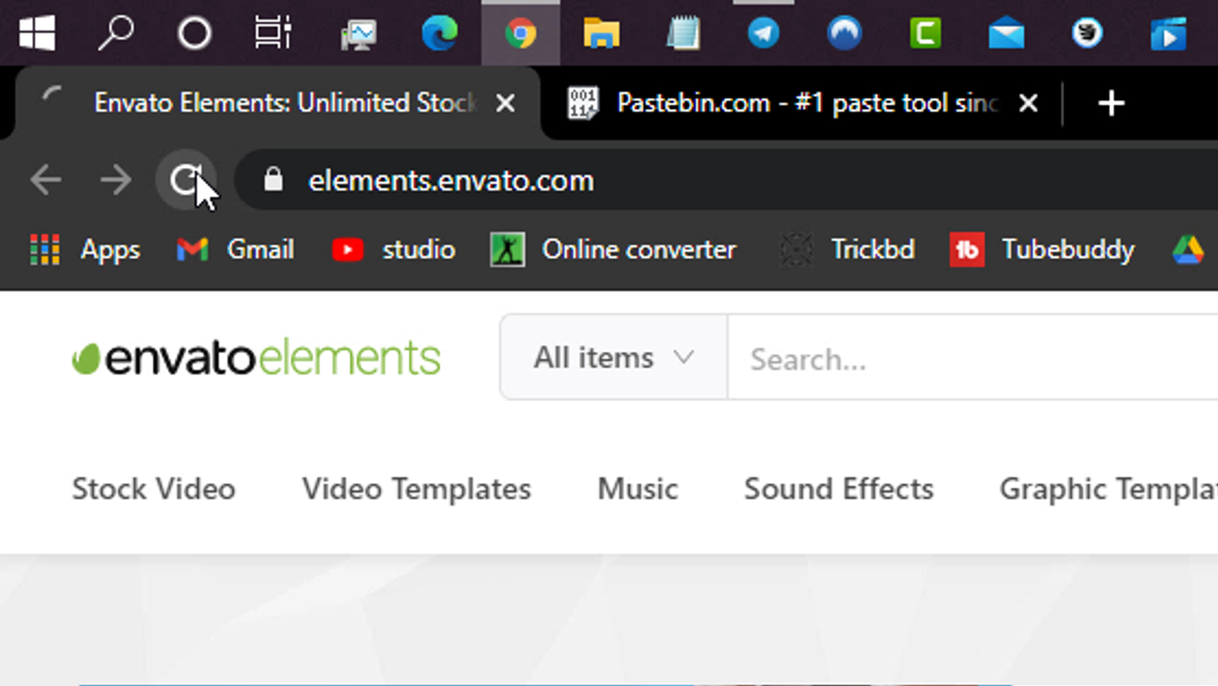 6. Refresh / Reload Envato element page after showing “Unknown Error”