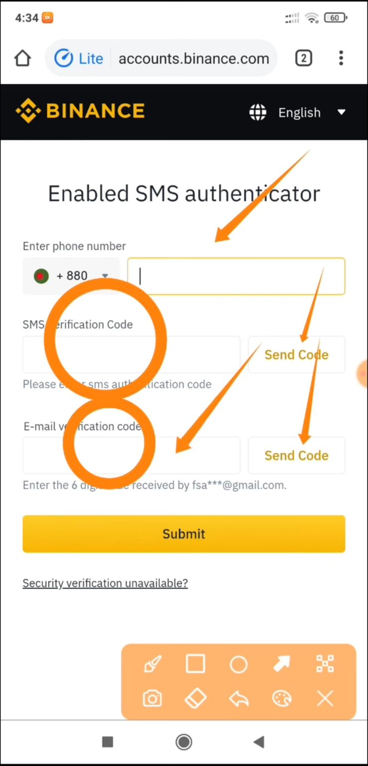 Give it a Gmail box code box and a code will go to any number. You will enter the code in the phone number and then click submit