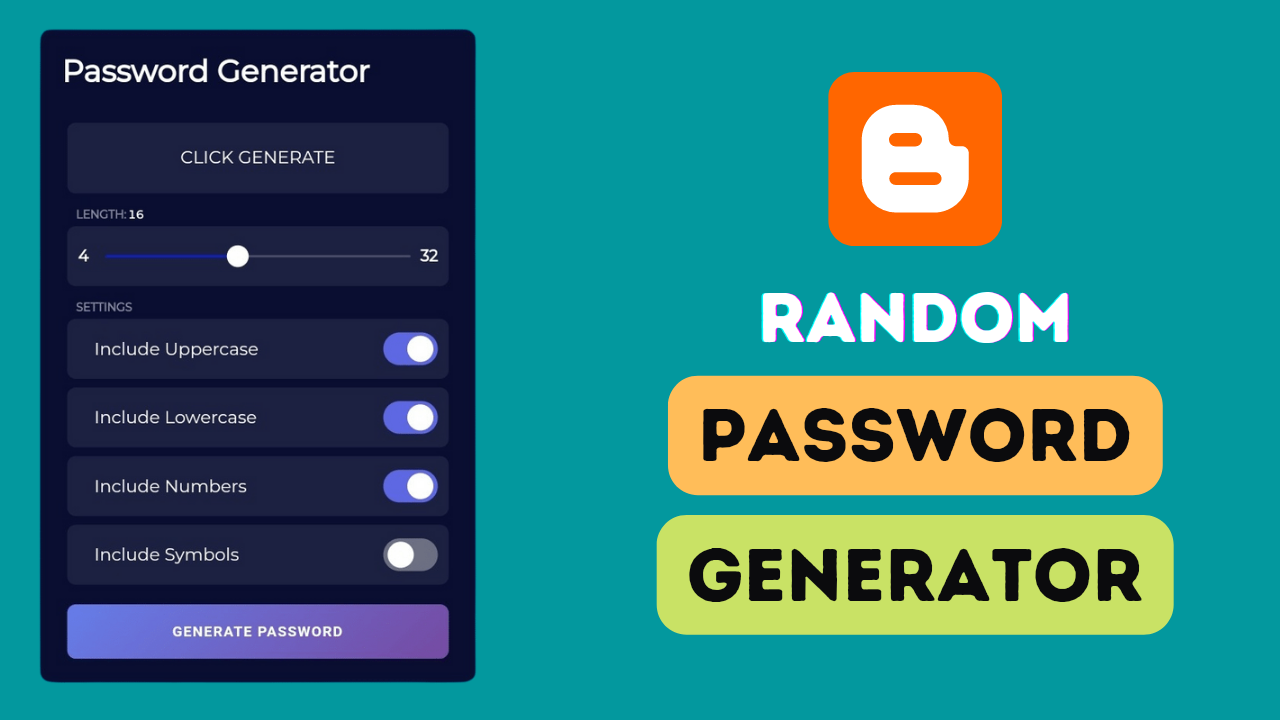 Random Password Generator Template for Blogger | Strong password generator