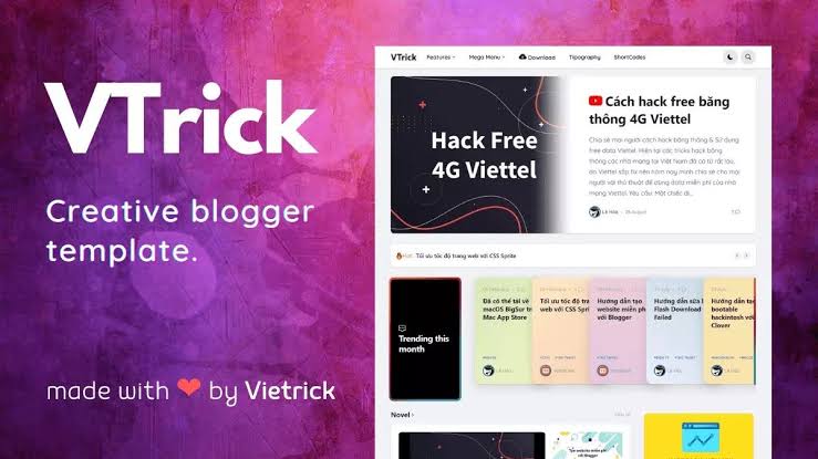 Vtrick Premium Blogger Template Download For Free | Premium Blogger Theme