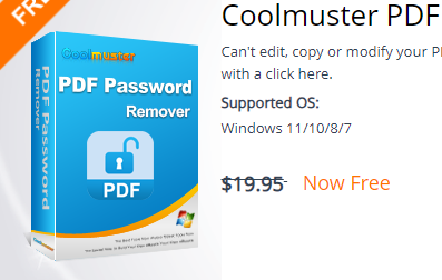 Coolmuster PDF Password Remover ফ্রিতে এক বছরের লাইসেন্সসহ ডাউনলোড করে নিন।