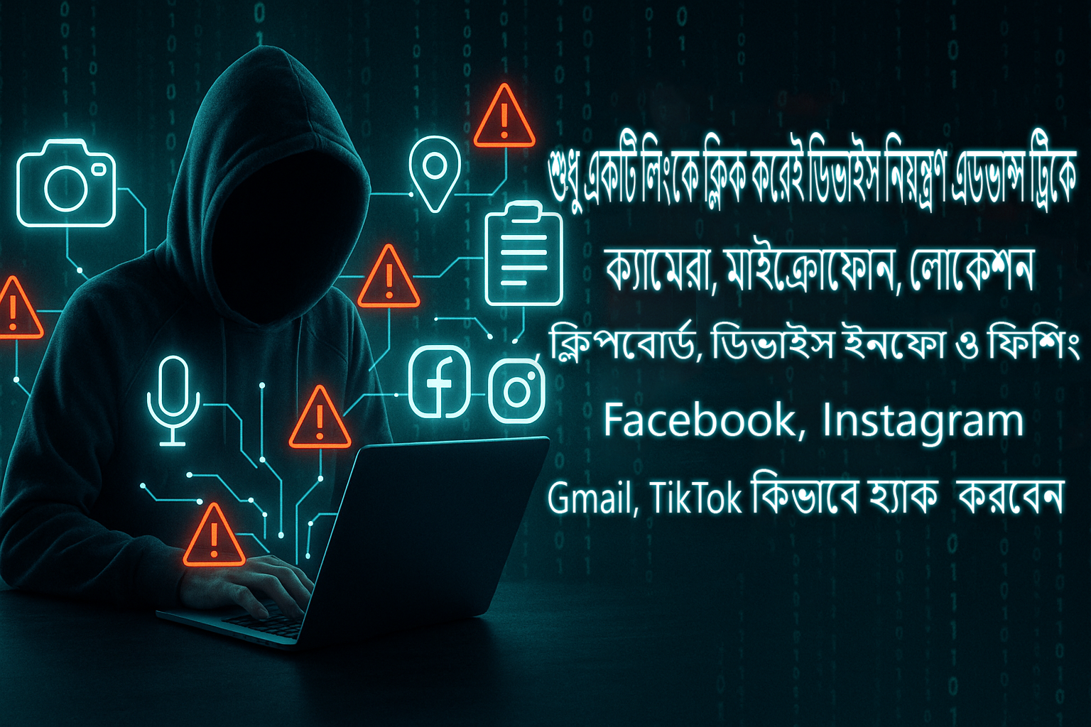 শুধু একটি লিংকে ক্লিক করেই ডিভাইস নিয়ন্ত্রণ এডভান্স ট্রিকে ক্যামেরা, মাইক্রোফোন, লোকেশন, ক্লিপবোর্ড, ডিভাইস ইনফো ও ফিশিং (Facebook, Instagram, Gmail, TikTok) কিভাবে হ্যাক  করবেন
