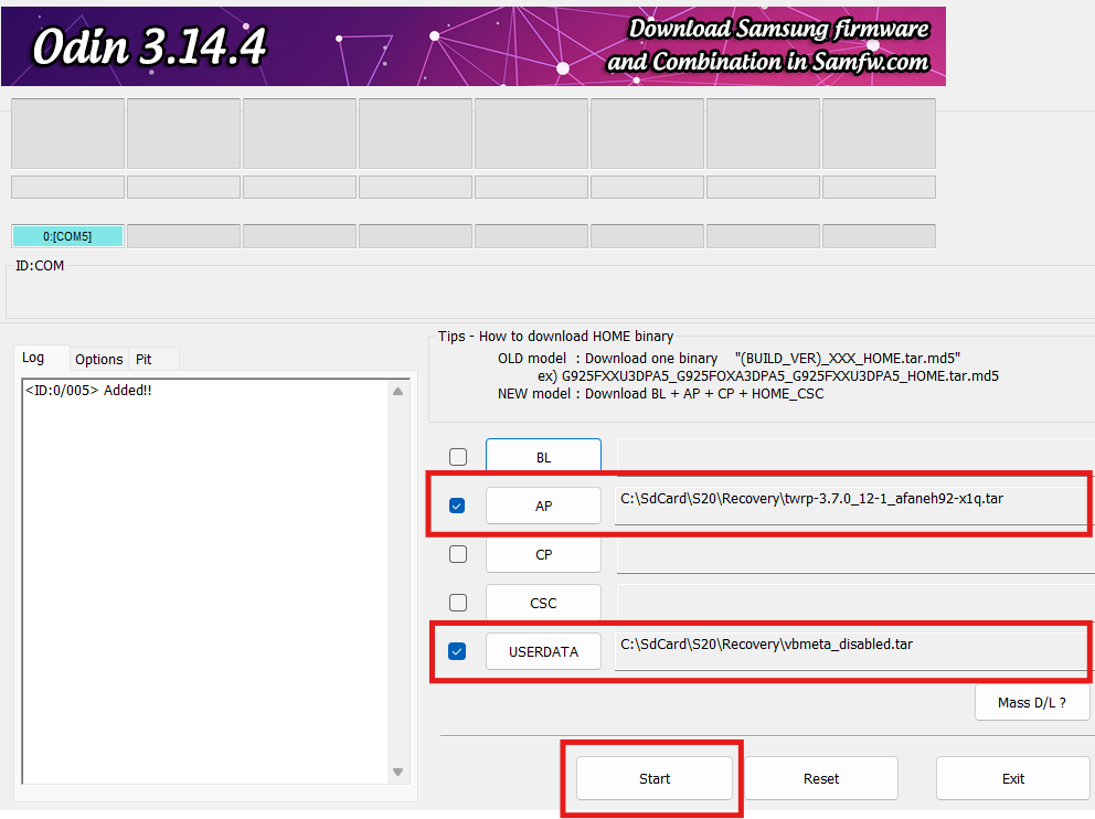 flash twrp in odin