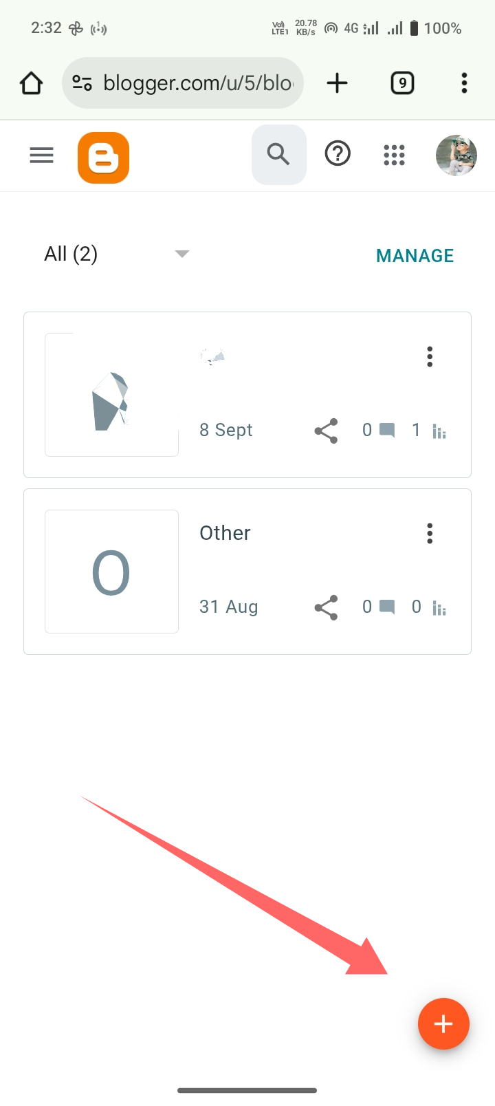 Create page blogger