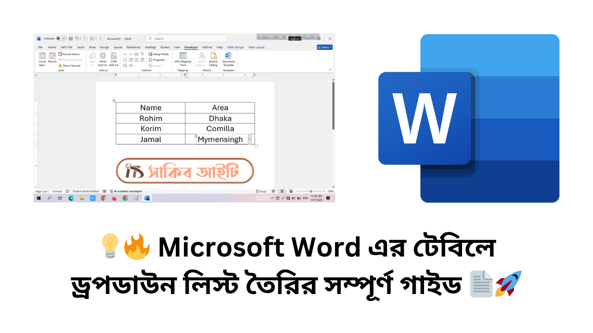 💡🔥 Microsoft Word এর টেবিলে ড্রপডাউন লিস্ট তৈরির সম্পূর্ণ গাইড 📄🚀