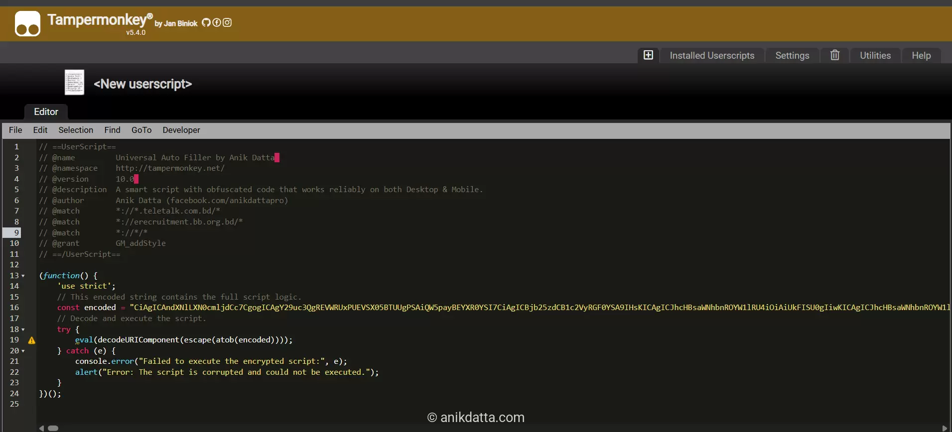 Paste and Save Script in Tampermonkey