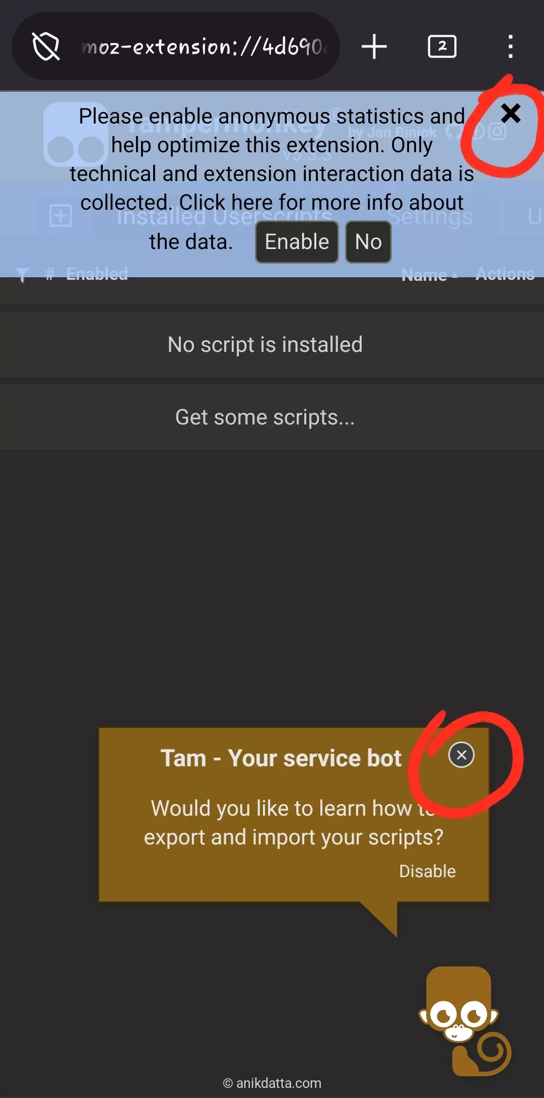 Tampermonkey Dashboard on mobile