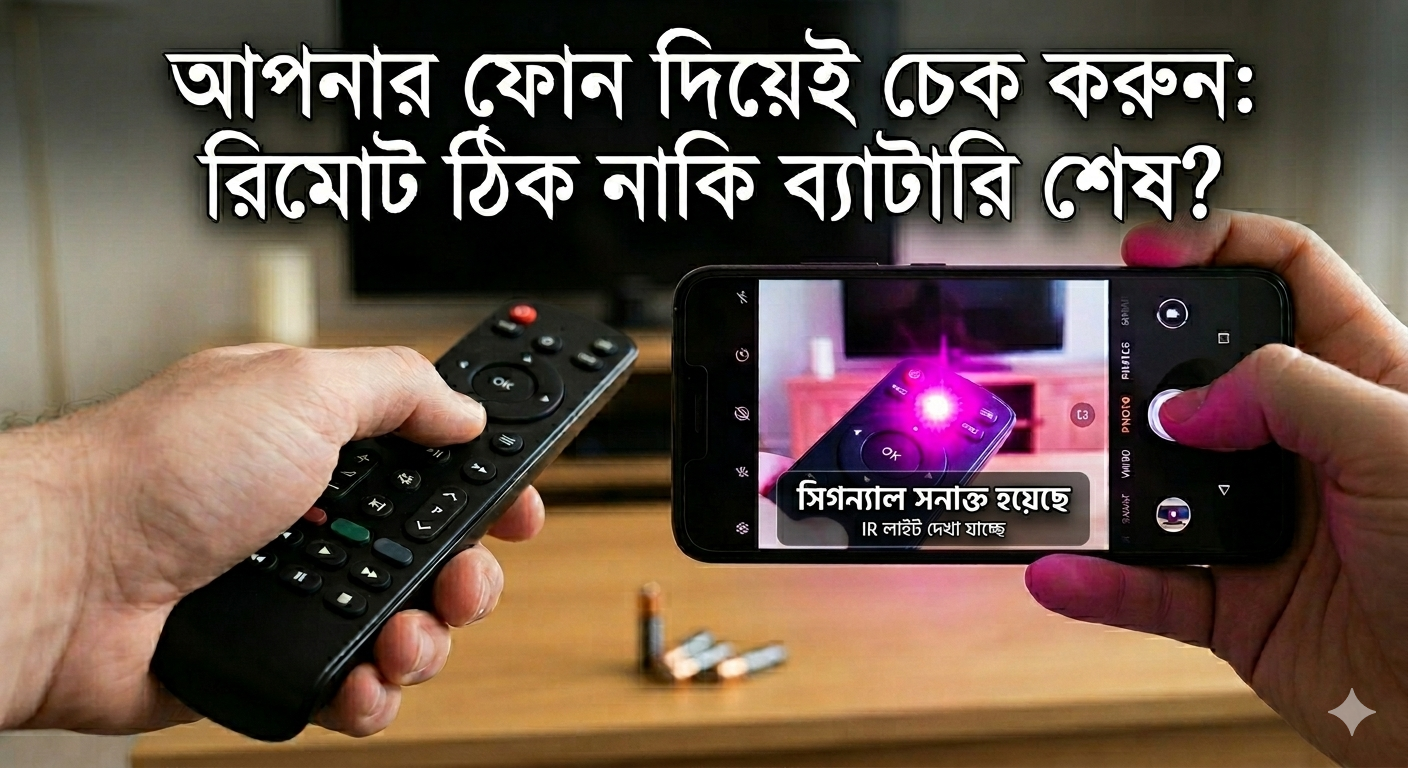 রিমোট নষ্ট নাকি ব্যাটারি শেষ? স্মার্টফোনের ক্যামেরা দিয়ে মাত্র ২ সেকেন্ডে চেক করার ম্যাজিক ট্রিকস!