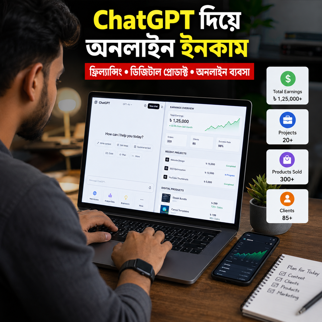 ChatGPT দিয়ে টাকা আয় করার ১০টি বাস্তব উপায়? শুধু Prompt জানলেই Income হবে না