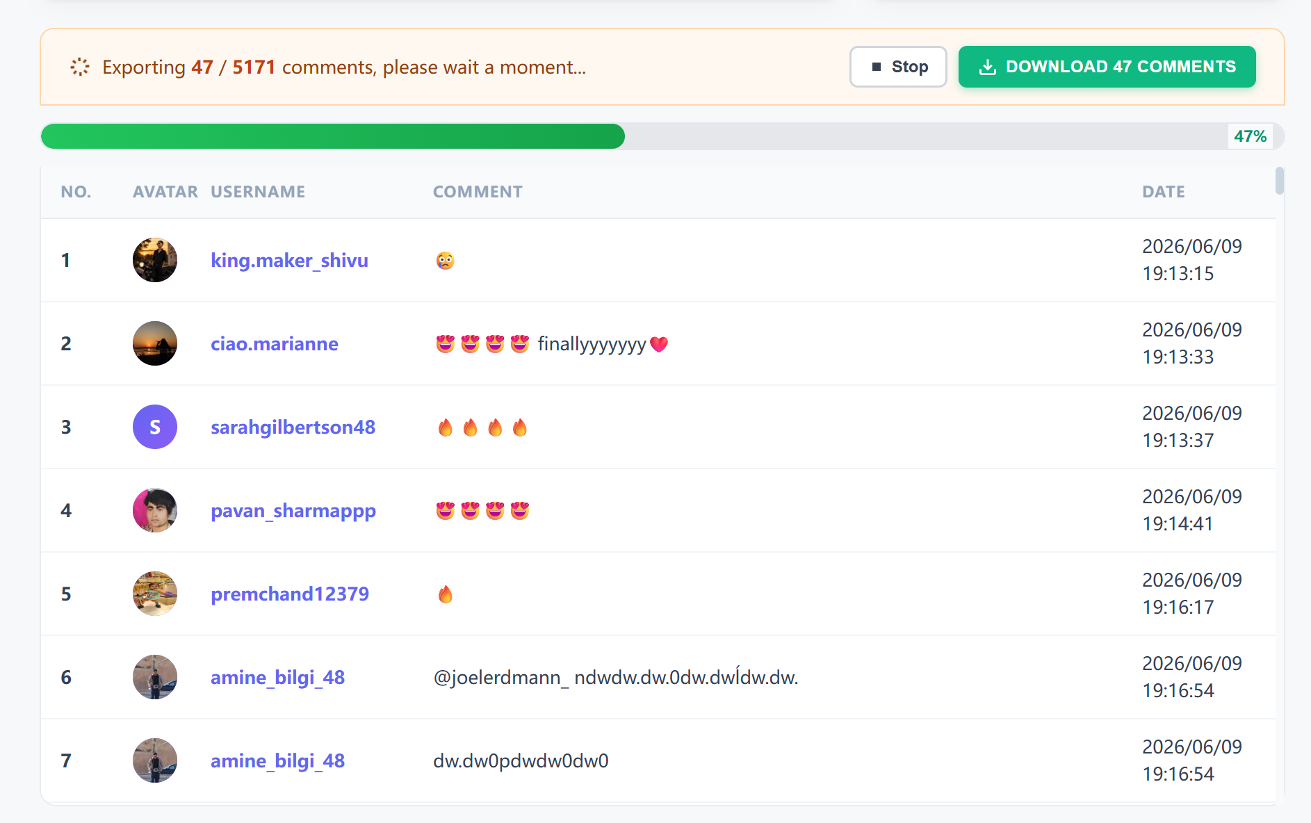 Instagram পোস্টের সব কমেন্ট একসাথে CSV বা Excel-এ এক্সপোর্ট করার সহজ উপায় আছে?