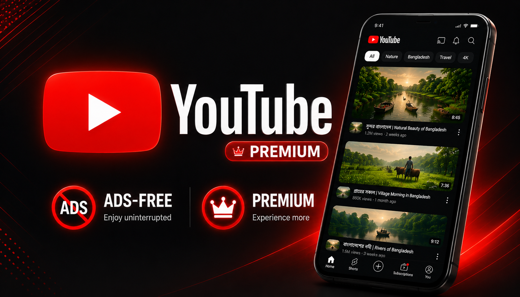 YouTube এর প্রিমিয়াম ভার্সন। Premium, Ads-Free, xLite Mod of YouTube by Raiyan