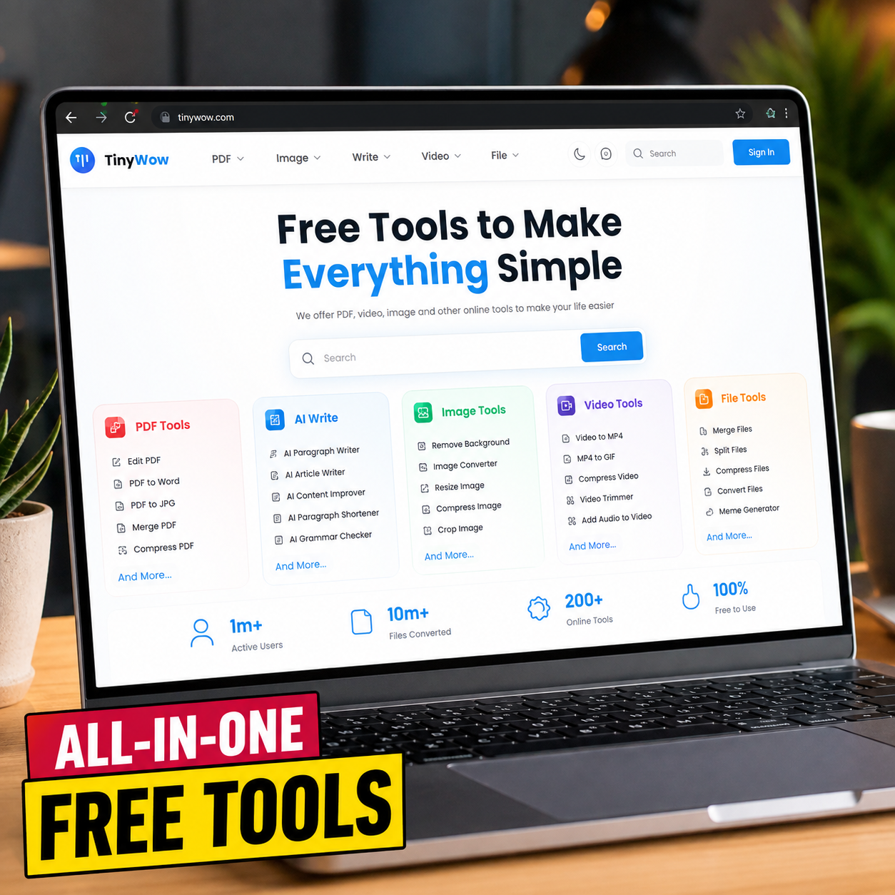 TinyWow – ফ্রিতেই PDF, Image, Video ও AI Tool ব্যবহার করুন | এক Website-এ ২০০+ ফ্রি Tool