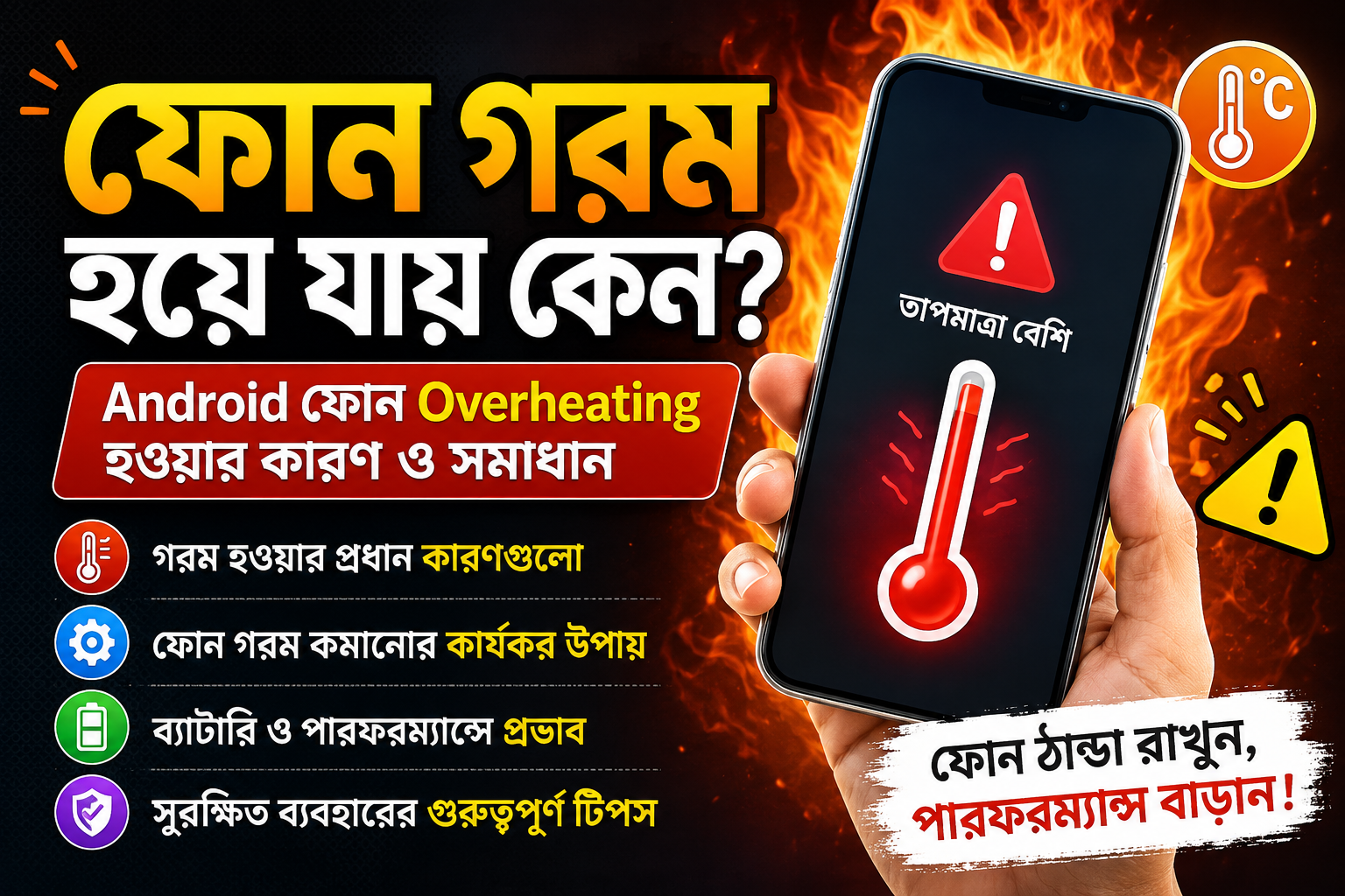 ফোন গরম হয়ে যায় কেন? Android ফোন Overheating হওয়ার কারণ ও সমাধান!