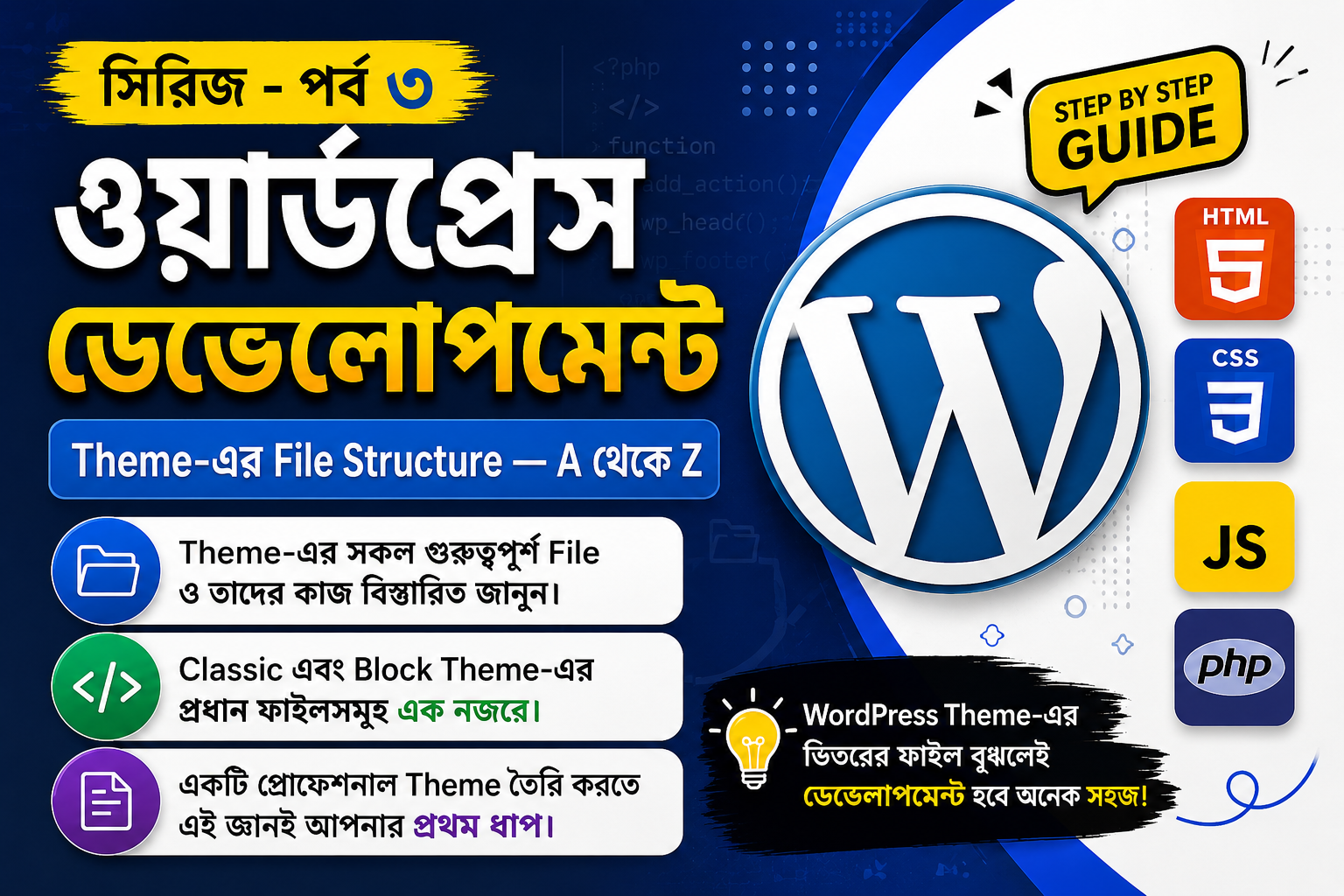 ওয়ার্ডপ্রেস ডেভেলোপমেন্ট | পর্বঃ ৩ | Theme-এর File Structure — A থেকে Z!