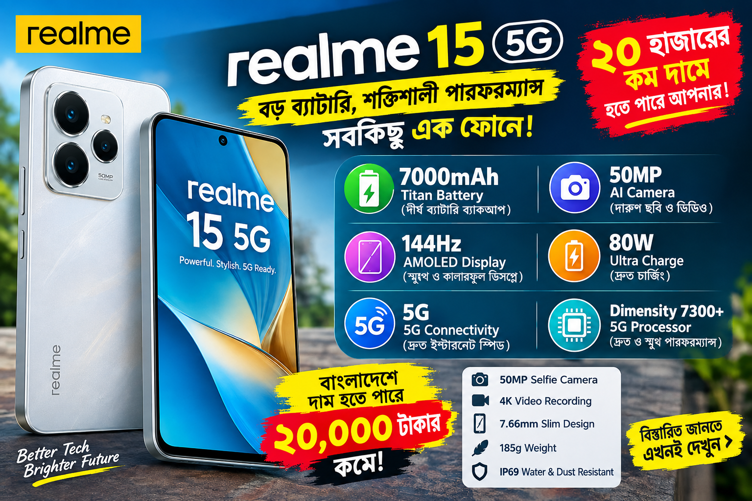 7000mAh ব্যাটারি ও 50MP ক্যামেরা! Realme-এর নতুন 5G ফোনে মিলছে দারুণ সব ফিচার