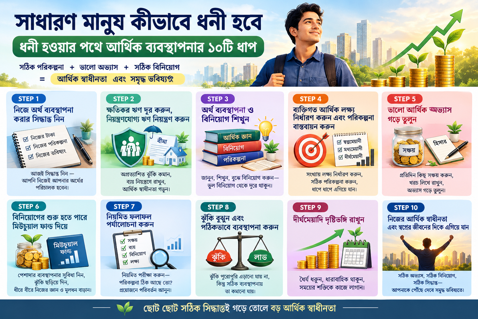 সাধারণ মানুষ কীভাবে ধনী হবে — ধনী হওয়ার পথে আর্থিক ব্যবস্থাপনার ১০টি ধাপ