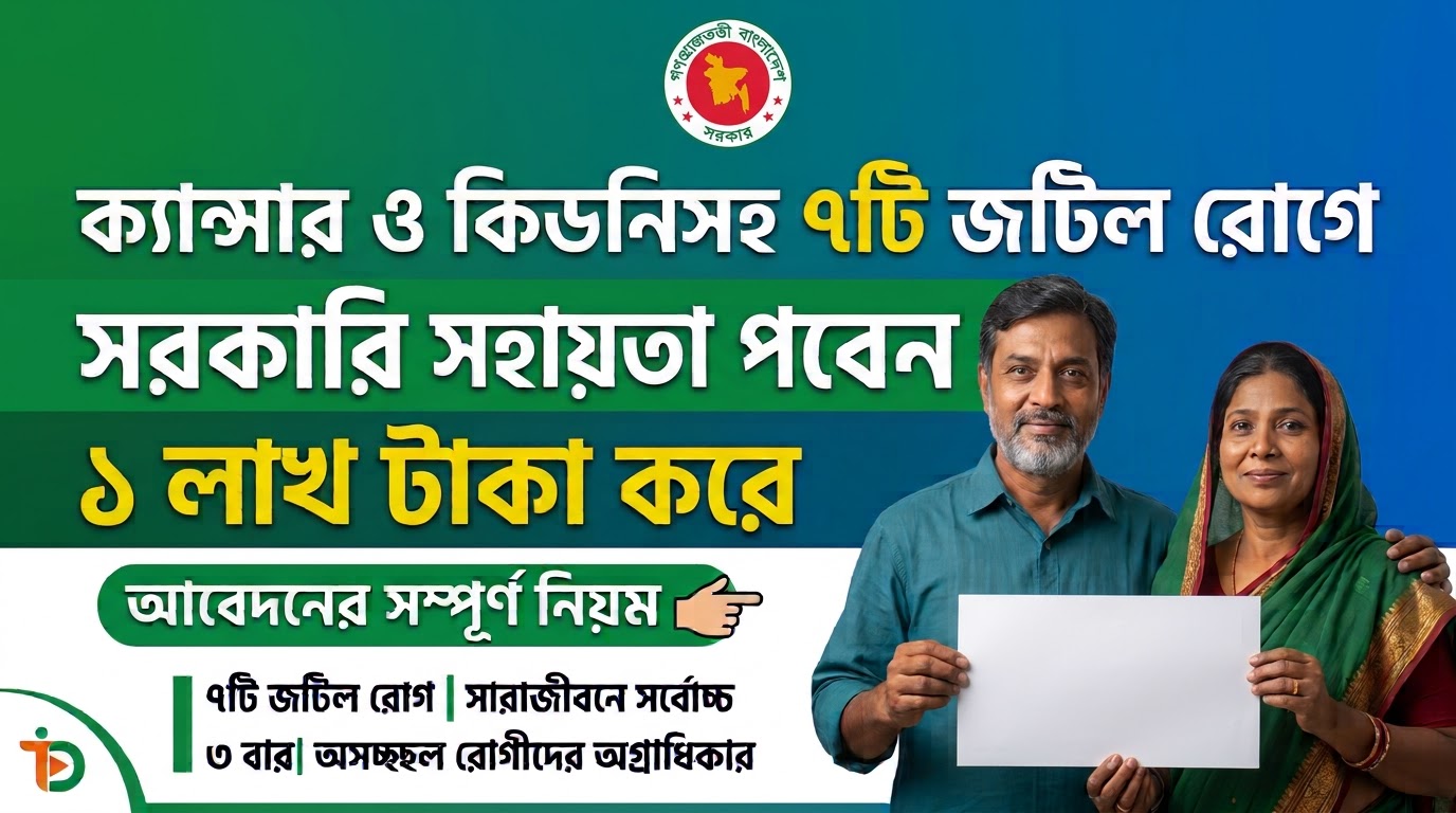 ক্যান্সার ও কিডনিসহ ৭টি জটিল রোগে সরকারি সহায়তা পাবেন ১ লাখ টাকা করে (আবেদনের নিয়ম)