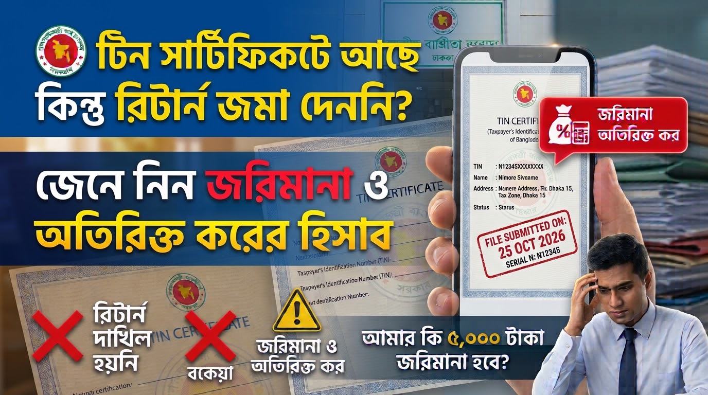 টিন সার্টিফিকেট আছে কিন্তু রিটার্ন জমা দেননি? জেনে নিন জরিমানা ও অতিরিক্ত করের হিসাব